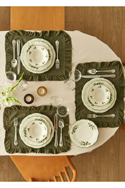 Bella Maison Julia Stoneware 48 Parça 12 Kişilik Yemek Takımı Yeşil