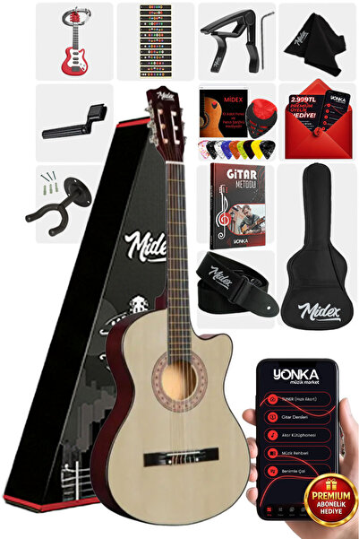 Midex CG-390NT-XBAG Klasik Gitar 4/4 Sap Ayarlı Kesik Kasa (Çanta Askı Capo M...