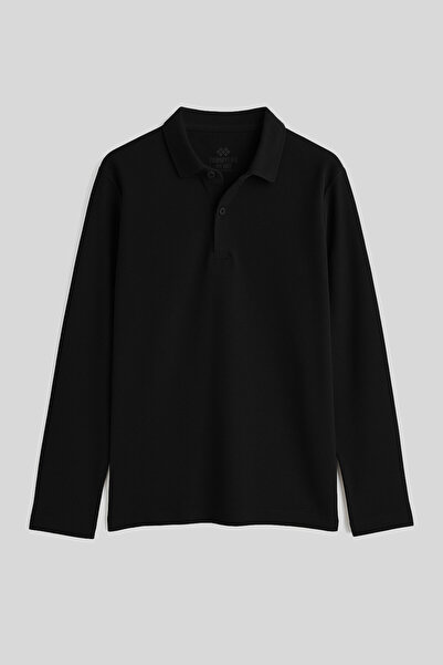 TOMMY LIFE Crna polo majica sa dugim rukavima za dečake - 11170