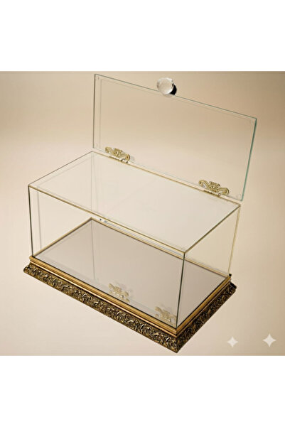 Glowvera Gold Cam Söz, Nişan, Çeyiz Bohça Kutusu / Ürün Sergileme Fanusu 35X2...