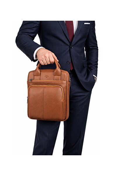 deri,se club Men's Shoulder Strap Tan Color 11.5 Inch iPad Tablet Notebook La...