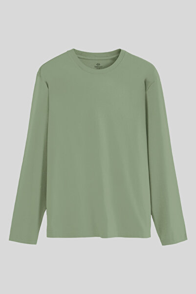 TOMMY LIFE Tricou pentru bărbați, subțire, cu mânecă lungă, cu decolteu O, Ka...