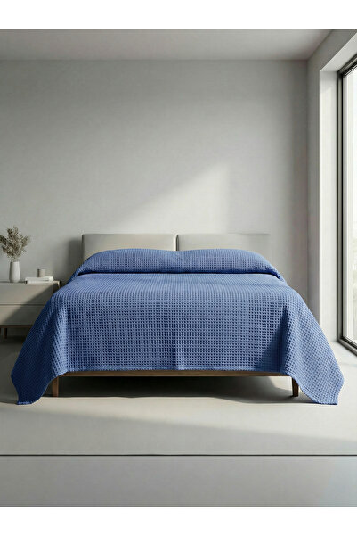 Muteks بيكيه صيفي مزدوج من القطن 100% - أزرق، قماش مضاد للتعرق، مفرش سرير 240...