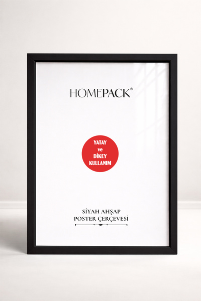 HOMEPACK 21X30 CM Siyah Ahşap Çerçeveli Poster Çerçevesi, Boş Çerçeve, SİYAH-...