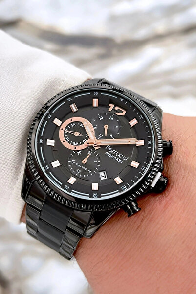 Ferrucci Black Steel Cord Function New Season Men's Wristwatch Sdfer073
