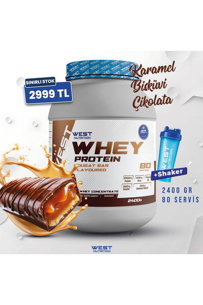 West Nutrition Whey Protein Tozu 2400 gr 80 Servis Çikolatalı Nougat Bar Aromalı