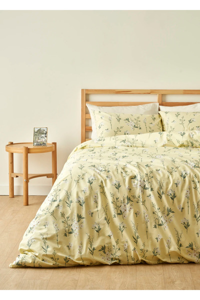 Bella Maison %100 Pamuk Ranforce Nancy Çift Kişilik Nevresim Seti Sarı (200x2...