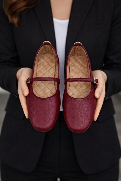 redtan Women's Ballerinas, Burgundy, Strappy, Belted, Lightweight, Comfortabl...