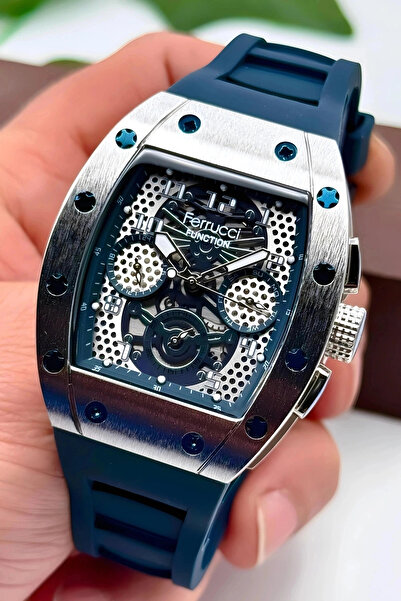 Ferrucci ساعة يد رجالية من Function مع سوار معصم من السيليكون هدية 3atm أزرق ...