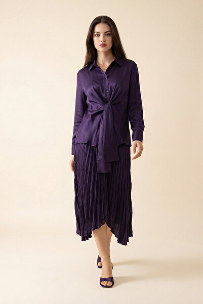 Setre Cămașă cu mânecă lungă și detaliu de legătură în violet