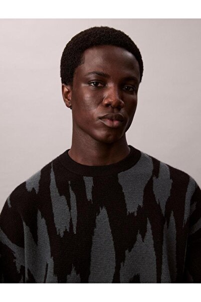 Calvin Klein LS ABSTRACT JACQUARD CRWNK SWTR