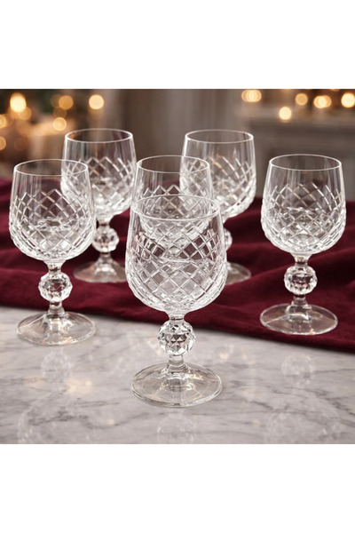 BOHEMİA CRYSTAL 6 Kişilik Kahve Yanı Su Bardak Kristal Ayaklı , Kutulu , Yuva...