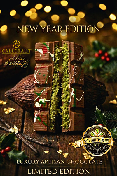 DUBAİ (DUBAİ YILBAŞI RENKLERİ) BAUTA Çikolatası - Antep Fıstığı Ve Çıtır Kada...