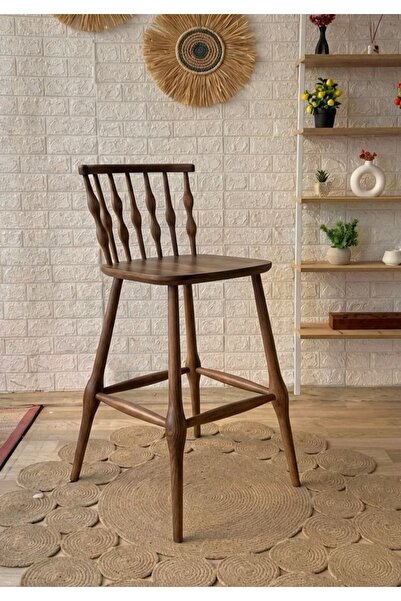 silla Concept Boncuk Bar Sandalyesi Ceviz Ahşap Ada Sandalye