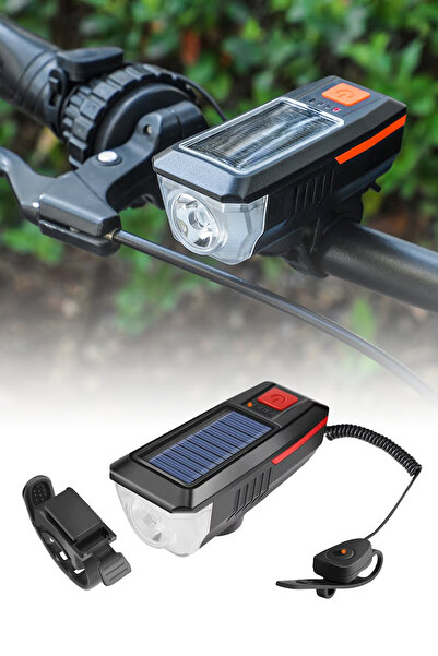 omilife Su Geçirmez Güneş Enerjili Led Işıklı Bisiklet Farı - Kornalı Usb Ile...