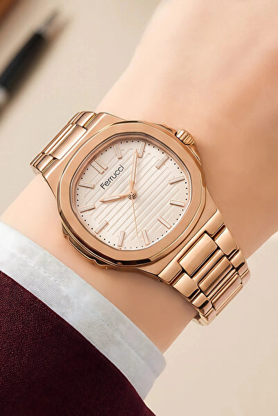 Ferrucci Kadın Kol Saati Çelik Kordon 3 Atm Suya Dayanıklı Bileklik Hediyeli ...
