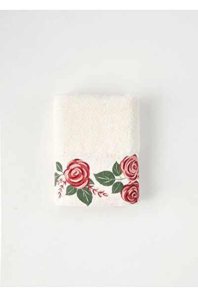 Bella Maison 100% Cotton Rose Printed Hand Towel Cream (30X50 cm)