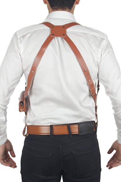 Polis Sepeti Profesyonel Deri Koltuk altı Tabanca Kılıfı Taba-Universal