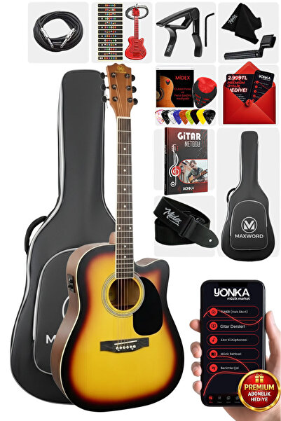 Maxword MCG-750SB Yüksek Kaliteli Ağaç Ekolayzerli Elektro Akustik Gitar Full...
