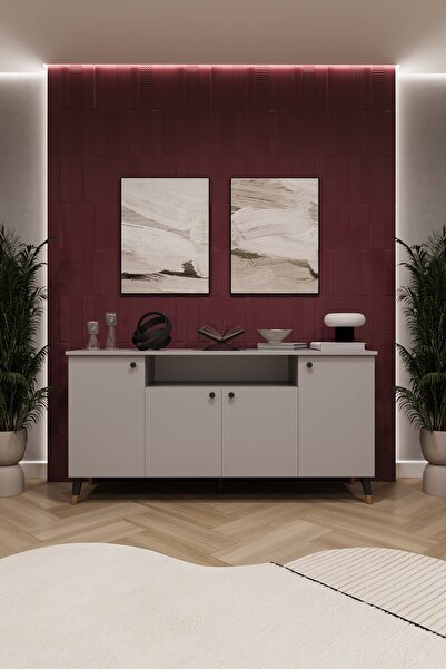 asratrend Modern Konsol – 4 Kapaklı Çok Amaçlı Dolap, Şık Saklama Ünitesi MDF...