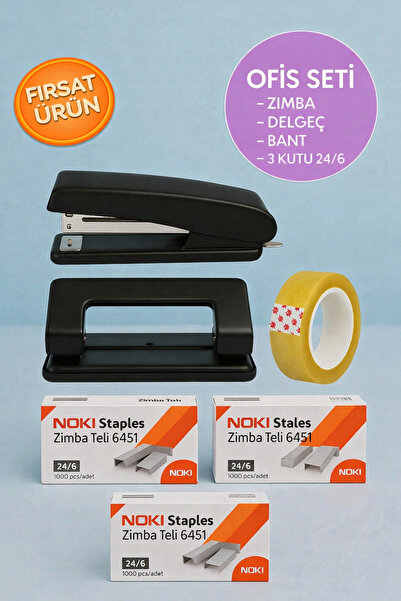 ANI OFİS KIRTASİYE A K Ofis Seti – Zımba Makinesi, Delgeç, Bant ve 3 Kutu 24/...