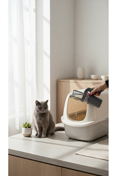 ALFO Yeni Nesil Gri Kedi Kumu Küreği (1 Adet 15'li Dışkı Poşeti Hediye)