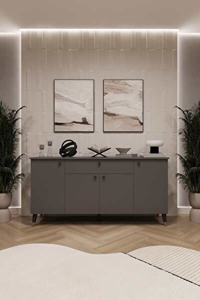 asratrend Çekmeceli Modern Konsol – 4 Kapaklı Dolap Salon & Yemek Odası Büfes...
