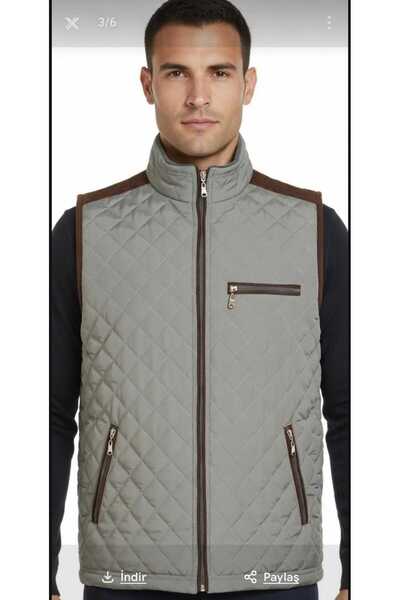 HAMİTOGULLARI Gray Tie Stitched Quilted Vest