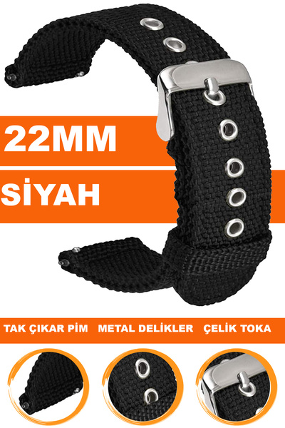 COBRA 22mm Fossil-Welder-Casio-Seiko-Omega-Armani Saat Uyumlu Kumaş Tekstil N...