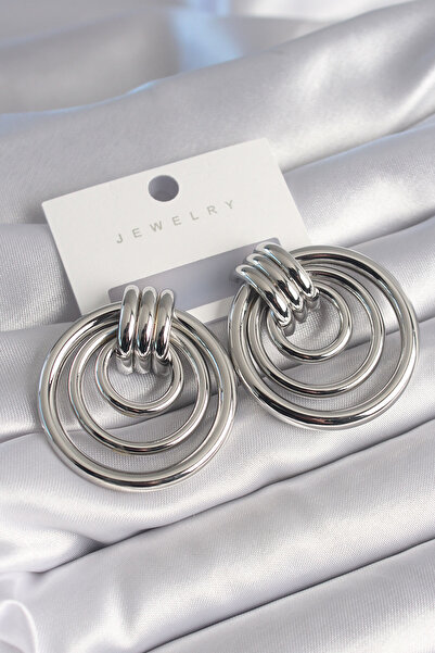 Skygo Brass Silver Color Ring Model Women's Earrings - TJ-BKP8716