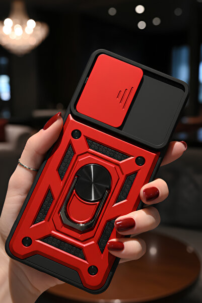 TechTrove Vivo Y36 Kılıf Sürgülü Kamera Korumalı Yüzüklü Stand Olabilen Magne...