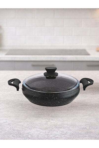 LAVONNI Granit Pro 28 cm Flat Granite Casserole Pot Non-Stick with Black Bake...