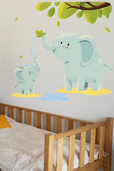 Aysha Tasarım Elephant Family Wall Sticker – Large Size Animal Themed Childre...
