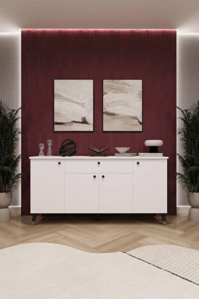 asratrend Çekmeceli Modern Konsol – 4 Kapaklı Dolap Salon & Yemek Odası Büfes...