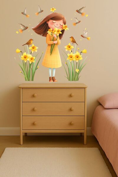 Aysha Tasarım Decorative Wall Sticker – Meadow Girl Themed Children's Room Wa...