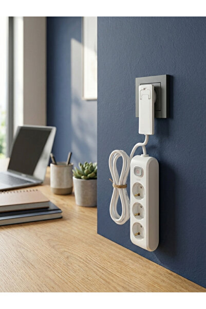 VİKO Grup Priz 3'lü (3M) Ince Fişli Uzatma Kablosu Dar Alanlarda Yer Kaplamaz...