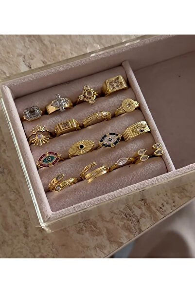 Xui Trend Marka Model Zirkon Taş Detaylı Gold Renk Ayarlanabilir Çelik Serçe ...