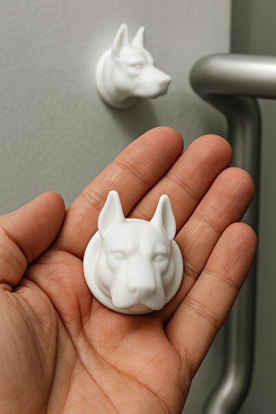 N NOXXO Köpek Başlı Esnek Kapı Kolu Tamponu | Yapışkanlı Darbe Emici Duvar Ko...