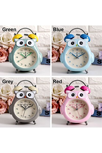 hediyesahibi Dekoratif Masa Üstü Baykuş Çalar Saat-karışık