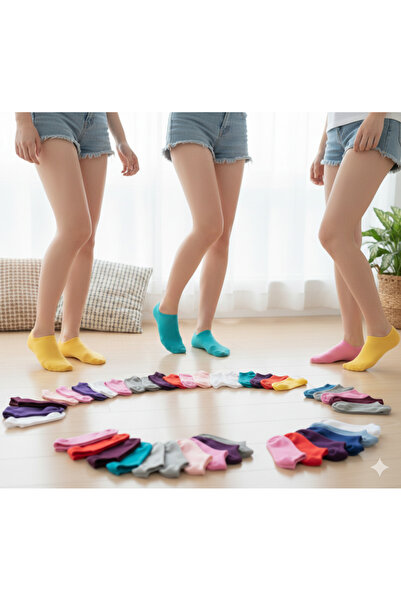 DERMİNA 5 perechi de șosete papuci uni, colorați, pentru femei