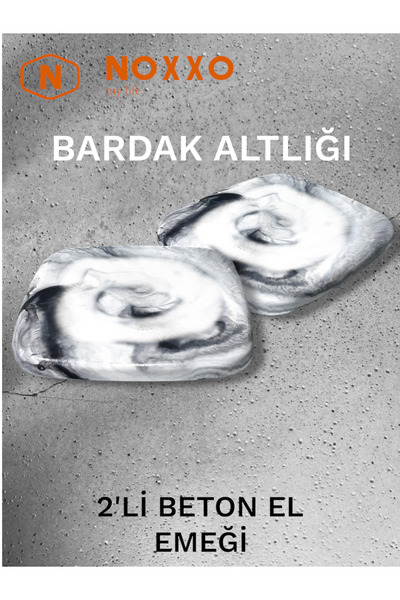 N NOXXO أسود تحت كوب الخرسانة - عبوة من قطعتين، مصنوع يدويًا