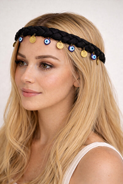 ASYA PAZARLAMA Liralı Keşan cu mărgele negre de ochi rău, cu șnur împletit di...