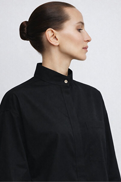 QANU Tek Cepli Gömlek Siyah