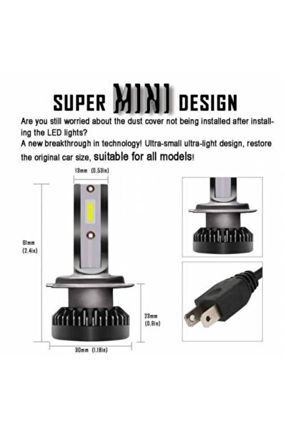 Xenon Mini Zenon H7 Led 2 Adet Şimşek Etkili Led Zenon 8000 Lümen 38 W Süper Güçlü Beyaz Işık