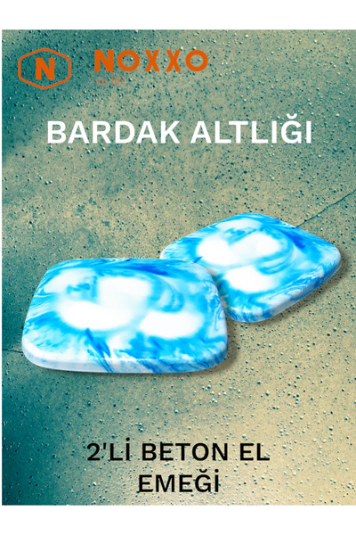 N NOXXO كوستر خرساني أزرق - طقم مكون من قطعتين، أناقة الخرسانة قيمة العمل اليدوي