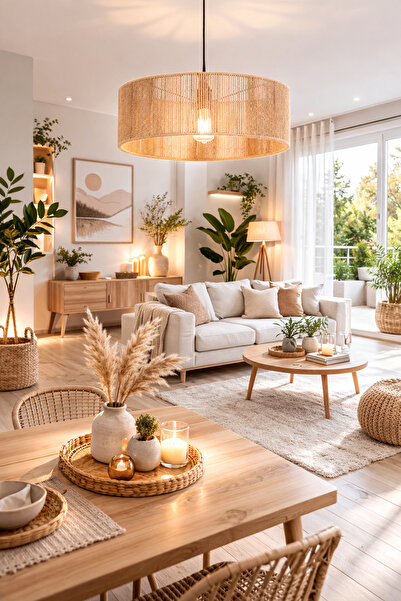 mammoly Bohem Avize, Rustik Avize, Jüt Avize, Doğal Avize, Hasır Örgü Avize