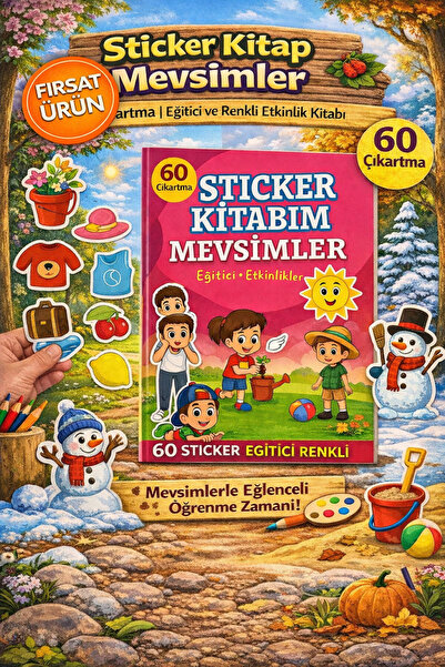 ANI OFİS KIRTASİYE A K Sticker Kitabım Mevsimler - 60 Çıkartmalı Eğitici ve R...