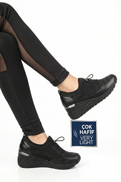 Modabuymus Γυναικεία παπούτσια με τακούνι Black Stone Wedge - Stonestar