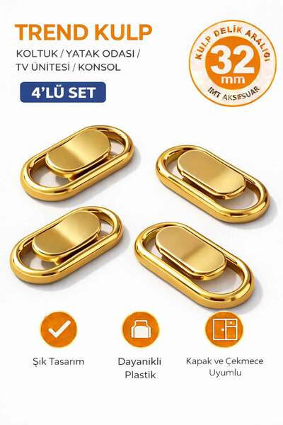 İMT AKSESUAR Lüks Trend Mobilya Kulpu Altın 32 m 4 Adet Dolap Yatak Odası Tv ...