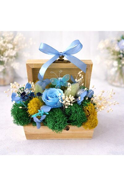 velve Aranjament floral Goodliness,trandafir criogenat,licheni stabilizati, p...